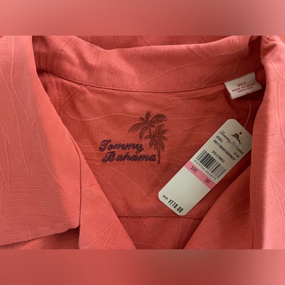 Tommy Bahama 100% Silk Hawaiian Style Short Sleeve Button Down Orange Size 3XT - Picture 7 of 10